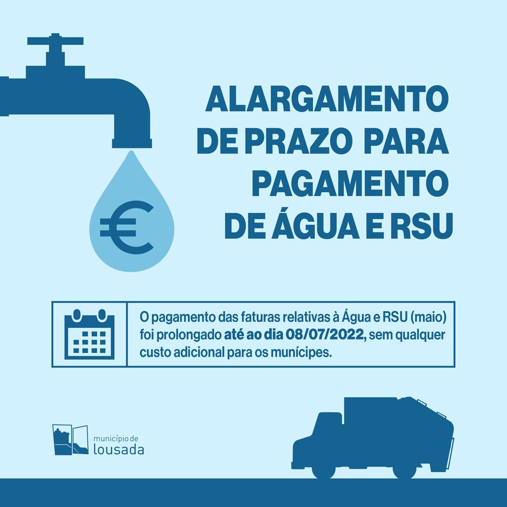Alargamento de prazo para pagamento de Água e RSU (maio)