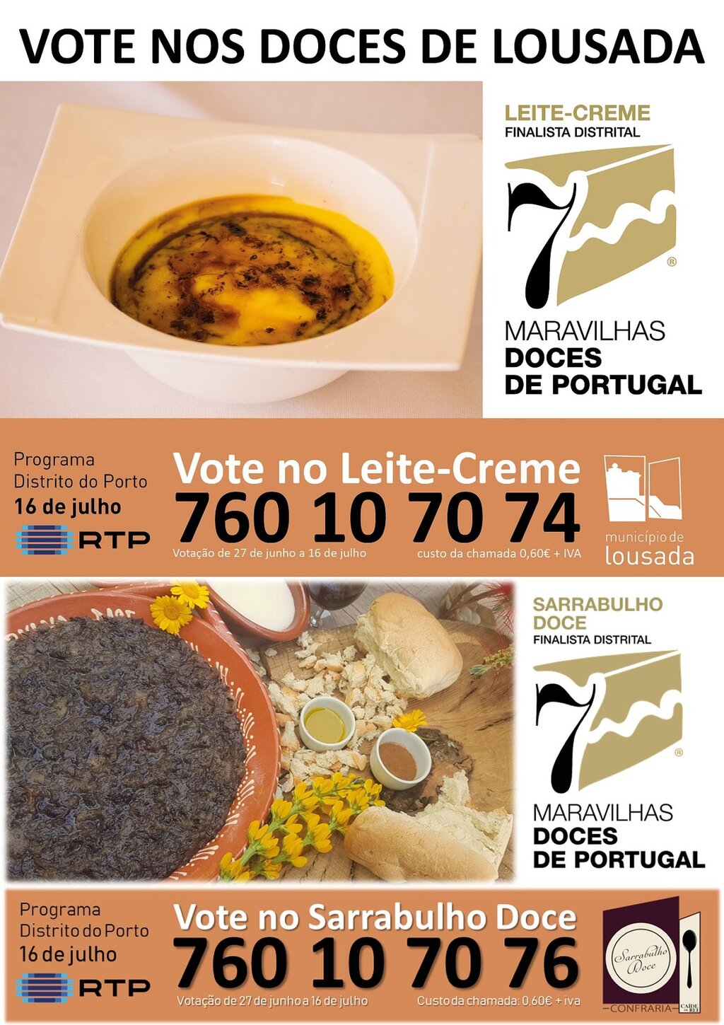 Duas sobremesas de Lousada no concurso 7 Maravilhas Doces de Portugal