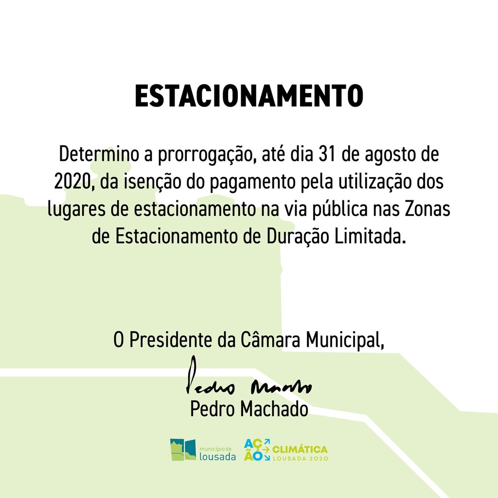 Estacionamento - Isenção de pagamento até 31 de agosto