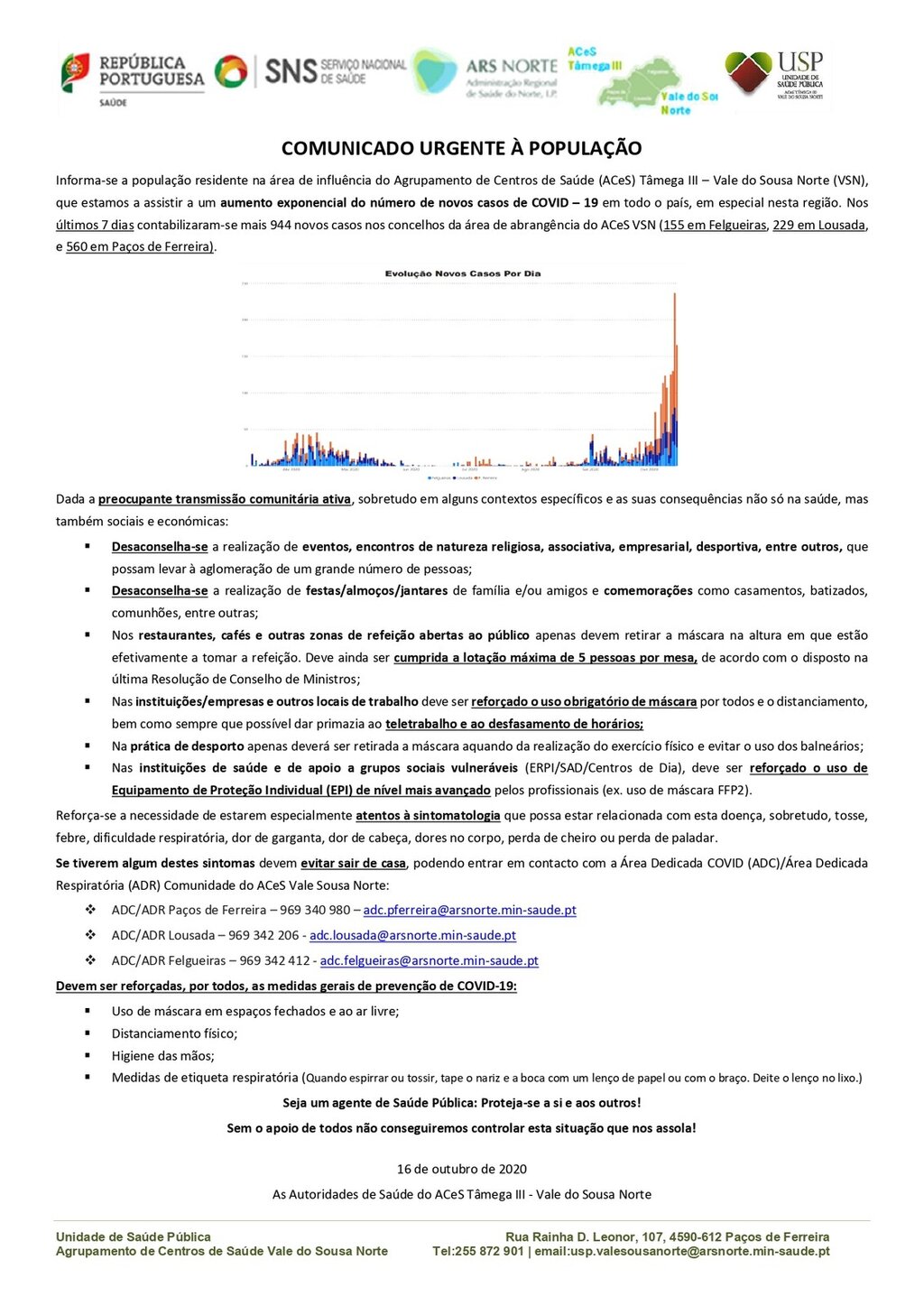 COMUNICADO URGENTE À POPULAÇÃO
