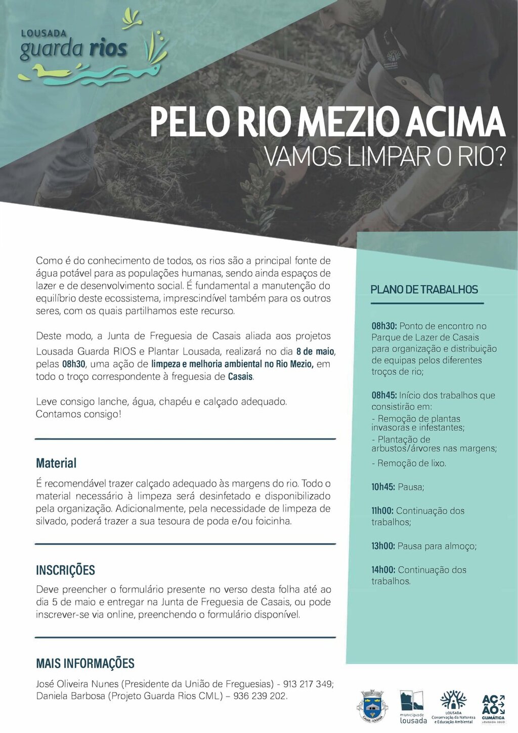 Ação de voluntariado no Rio Mezio