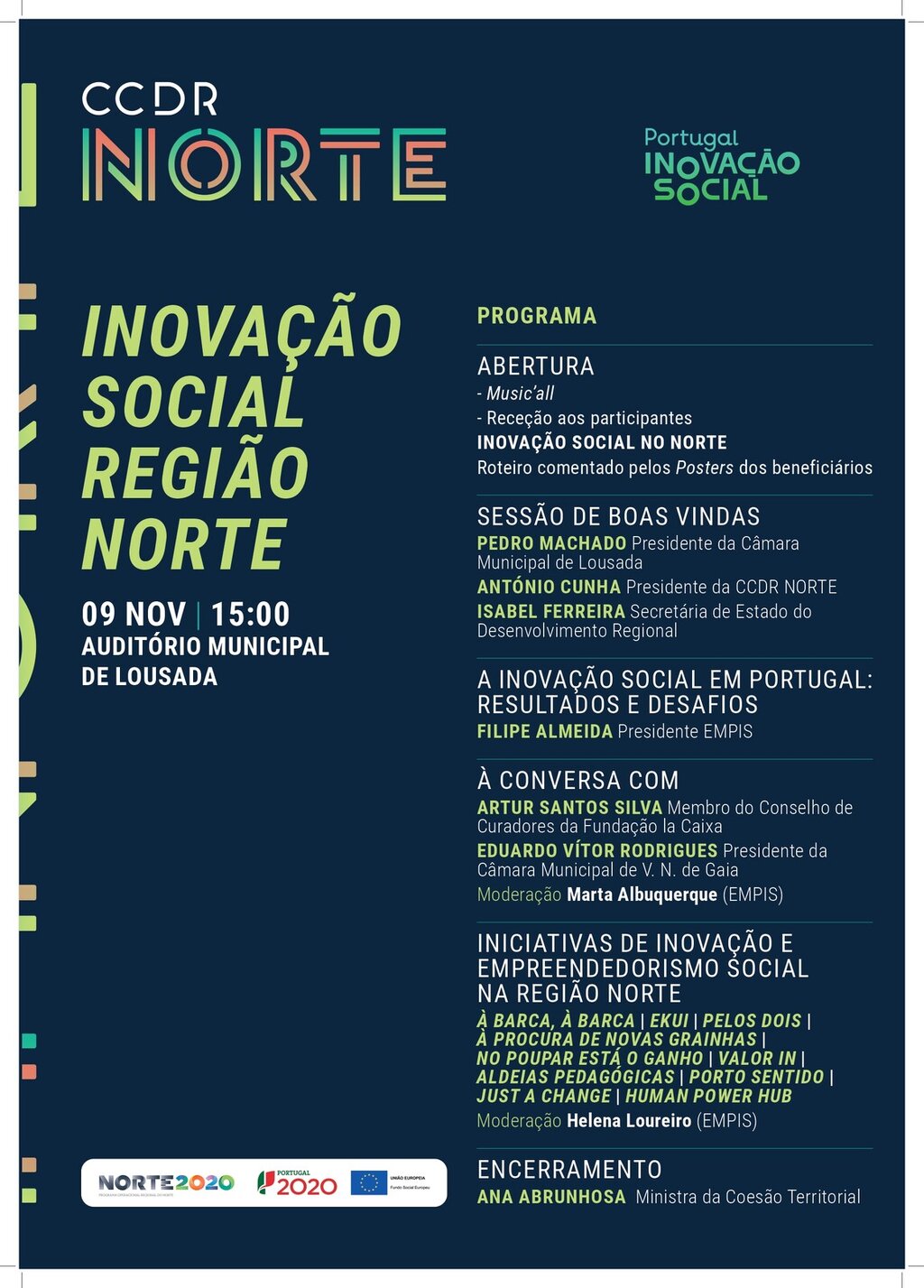 Projetos de inovação social com presença da Ministra da Coesão Territorial