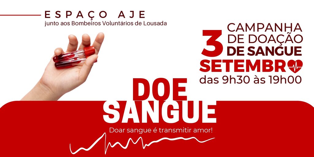 Campanha de doação de sangue no dia 3 de setembro